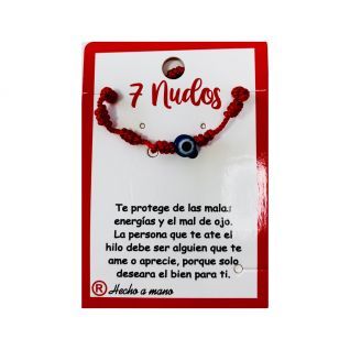 Pulsera 7 nudos negro cordón grueso con Ojo Turco